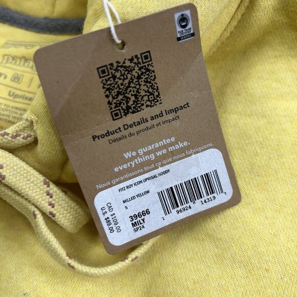 Patagonia Hoodie Sz Small Mens Sz M Womens Fitz Roy Icon Uprisal Milled Yellow - Picture 13 of 13
